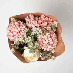 Homescapes Artificial Pink Bouquet of Peonies and Daisies