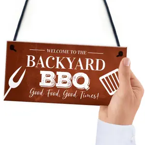 Backyard BBQ Sign Funny Garden Shed Man Cave Sign Gift For Men New Home Gift