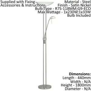 Floor Lamp Light Satin Nickel Shade White Satin Glass Bulb R7S G9 1x230W 1x33W