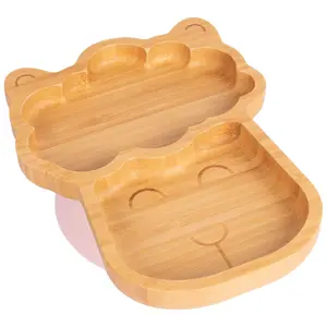 Tiny Dining Llama Bamboo Suction Plate - Pastel Pink