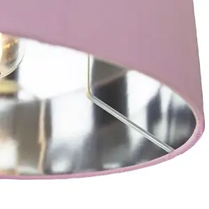 Contemporary Pink Cotton 12 Table/Pendant Lamp Shade with Shiny Silver Inner