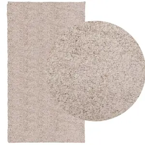 Shaggy Rug PAMPLONA High Pile Modern Beige 60x110 cm