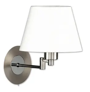 Navigare Conneticut Matt Nickel/Chrome Wall Light A Classic Style Shade Sits On A Delightful Adjustable Chrome And Nickel Fitting