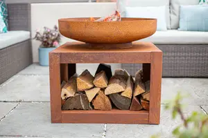 La Hacienda Kuda Medium Firepit - Oxidised/Steel - L60 x W60 x H57 cm - Natural