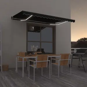 Berkfield Manual Retractable Awning with LED 450x350 cm Anthracite