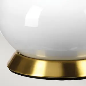 Luminosa Milo Table Lamp with Round Shade, Aged Brass, White, Orange