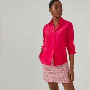 Women's Silk Long Sleeve Shirt In Pink - Size: 6 By La Redoute