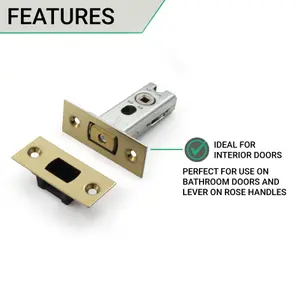 EAI Tubular Bathroom Deadbolt - 64mm Case - 44mm Backset - Polished Brass