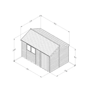 Forest Garden Timberdale 12x8 ft Reverse apex Wooden Shed with floor (Base included) - Assembly service included