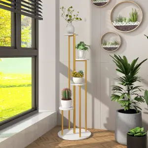 COSTWAY Indoor Metal Plant Stand 125 cm Tall Corner Plant Shelf Display Shelf