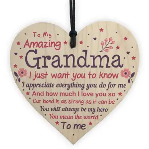 Red Ocean Cute Grandma Wooden Heart Nan Birthday Christmas Gifts From Grandchildren Grandparent Plaque