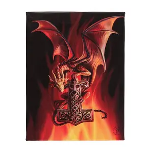 Anne Stokes Mjolnir Canvas Plaque Black/Red (25cm x 1.2cm x 19cm)