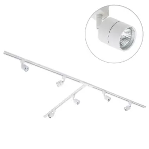 Litecraft Soho White 6 Head 3m T Shape Kitchen Ceiling Light with LED Bulbs