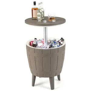 Costway 37L Cooler Bar Table Outdoor Cooler Side Table w/ Telescopic Tabletop