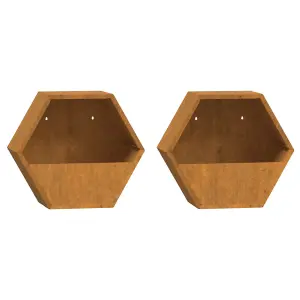 Berkfield Wall Planters 2 pcs Rusty Corten Steel 30x10x25 cm