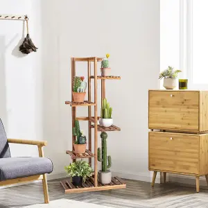 Costway 5 Tier Flower Stand Wooden Vertical Potted Plant Rack Home Garden Freestanding Display Shelf