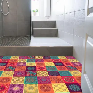 Colourful Mandala Tiles Self-adhesive kitchen, bathroom, home floor sticker