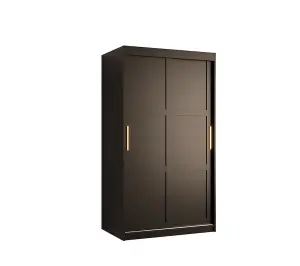 Ramiro I Contemporary 2 Sliding Door Wardrobe 5 Shelves 2 Rails Black Matt (H)2000mm (W)1000mm (D)620mm