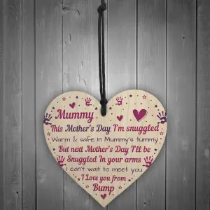 Red Ocean Mummy To Be Gifts Novelty Mothers Day Gift From Bump Wooden Heart Sign Mum Gifts From Baby Daughter Son