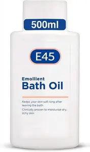 E45 Bath Oil 500 Ml – E45 Bath Oil Emollient To Moisturise & Hydrate Dry Skin – Gently Cleanses For Soft Skin – Soap Free & Perfume Free Emollient