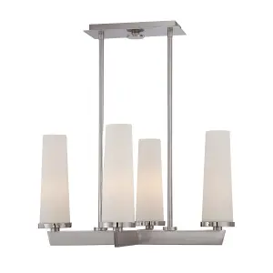 Elstead Chelsea Loft Contemporary 4 Light Chandelier Brushed Nickel