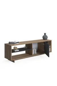 Ruby TV Stand with 4 Shelves and 1 Cabinet, 152 x 35 x 46 cm TV Unit Table for TVs up to 65 inch, Oak