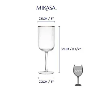 Mikasa Sorrento Ridged Crystal Set of 4 400ml White Wine Glasses