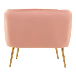 Interiors by Premier Modern Pink Velvet Chair with Gold Finish Legs, Back & Armrest Dining Chair, Easy to Clean Armchair