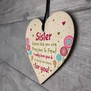 Red Ocean Sister Gifts From Sister Brother Wooden Heart Sister Birthday Christmas Keepsake Gift