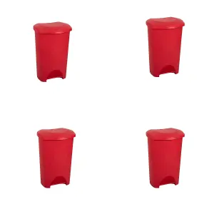 2x Red 50 Litre Strong Plastic Hard Wearing Coloured Recycling Bins Complete With Lids