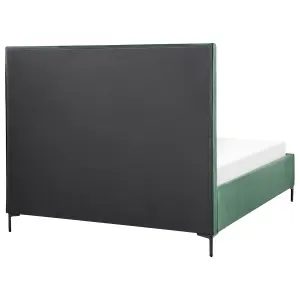 Velvet EU King Size Ottoman Bed Dark Green SEZANNE