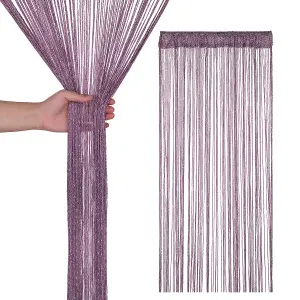 String Curtain Panel Spaghetti Tassel Curtain, 200cm x 90cm - Dark Purple