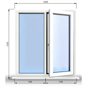 1095mm (W) x 1245mm (H) PVCu StormProof Casement Window - 1 RIGHT Opening Window -  Toughened Safety Glass - White