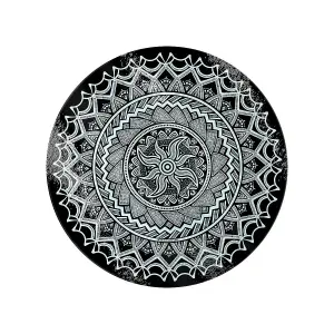 Grindstore Monochrome Mandala Circular Gl Chopping Board Black/White (One Size)