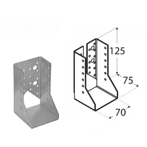 Single Premium Heavy Duty Galvanised Concealed Joist Hanger 70x125mm