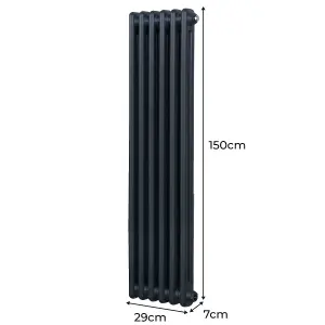 Traditional 2 Column Radiator - 1500 x 292 mm - Anthracite