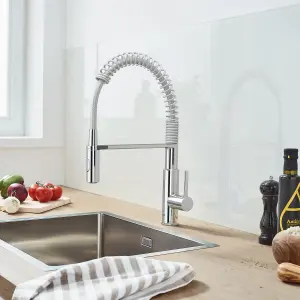 Grohe Get Chrome-plated Kitchen Side lever spring neck Tap