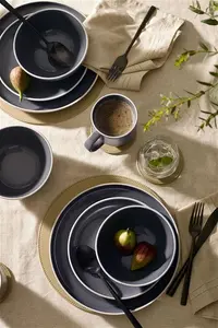 Next 12 Piece Charcoal Grey Warwick Dinner Set - Charcoal Grey