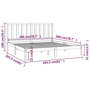 Berkfield Bed Frame White Solid Wood Pine 200x200 cm