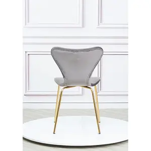 4 Doreen Velvet Upholstered Dining Chair with Black Metal Legs (Set of 4) Grey / Gold