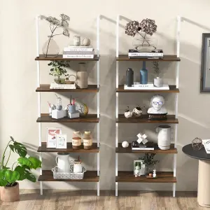 Costway 5-Tier Ladder Shelf Bookshelf Wall Mounted Hanging Storage Shelf Plant Display Rack