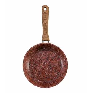 Copper Stone Pans Non-Stick & Hard Wearing with Wood Effect Handle - 24cm