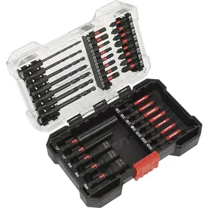 35 Pc Impact Grade Power Tool Bit Set - S2 Steel Bits - 1/4" Hex - Storage Case