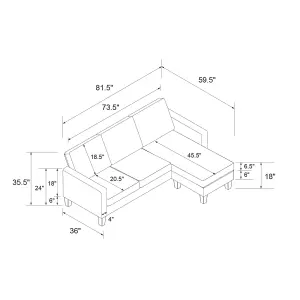 Bowen Sectional 3-seater Sofa in Blue