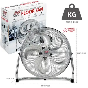 NETTA 18 Inch Gym Floor Fan - Chrome