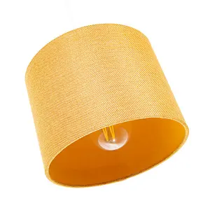 Modern Ochre Linen Fabric Small 8 Drum Lamp Shade with Matching Cotton Lining