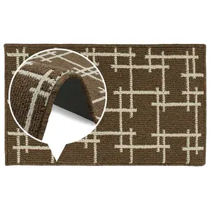 JVL Vector Machine Washable Latex Backed Doormat, 50x80cm, Brown