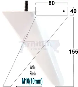 4x SOLID WOOD REPLACEMENT FEET 150mm HIGH ANGLED FURNITURE LEGS SOFAS CHAIRS STOOLS M10 White
