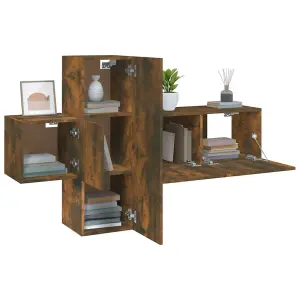 Berkfield 3 Piece TV Cabinet Set Smoked Oak Engineered Wood