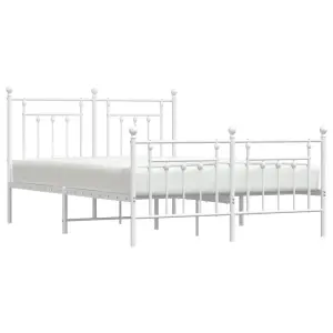 Berkfield Metal Bed Frame with Headboard and Footboard White 150x200 cm